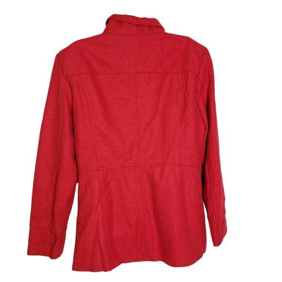 Rampage Womens Peacoat Size XL Red Toggle Full Zip Pockets Animal Print Lining - Picture 2 of 12